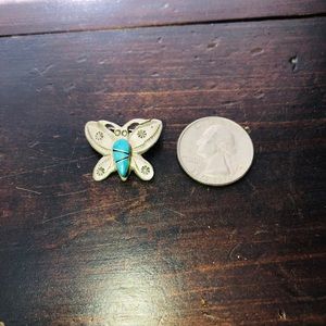 Genuine Turquoise & Sterling Silver Inlay Pin